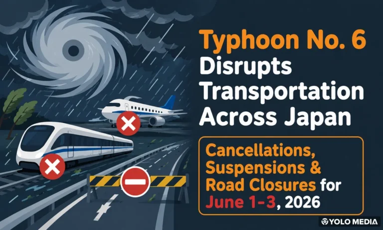 Typhoon No. 6 Hits Transport by Region: Local Lines Suspended in Kanto, Kansai & Tokai, 520+ Flights Cancelled (Updated June 3, 2026)